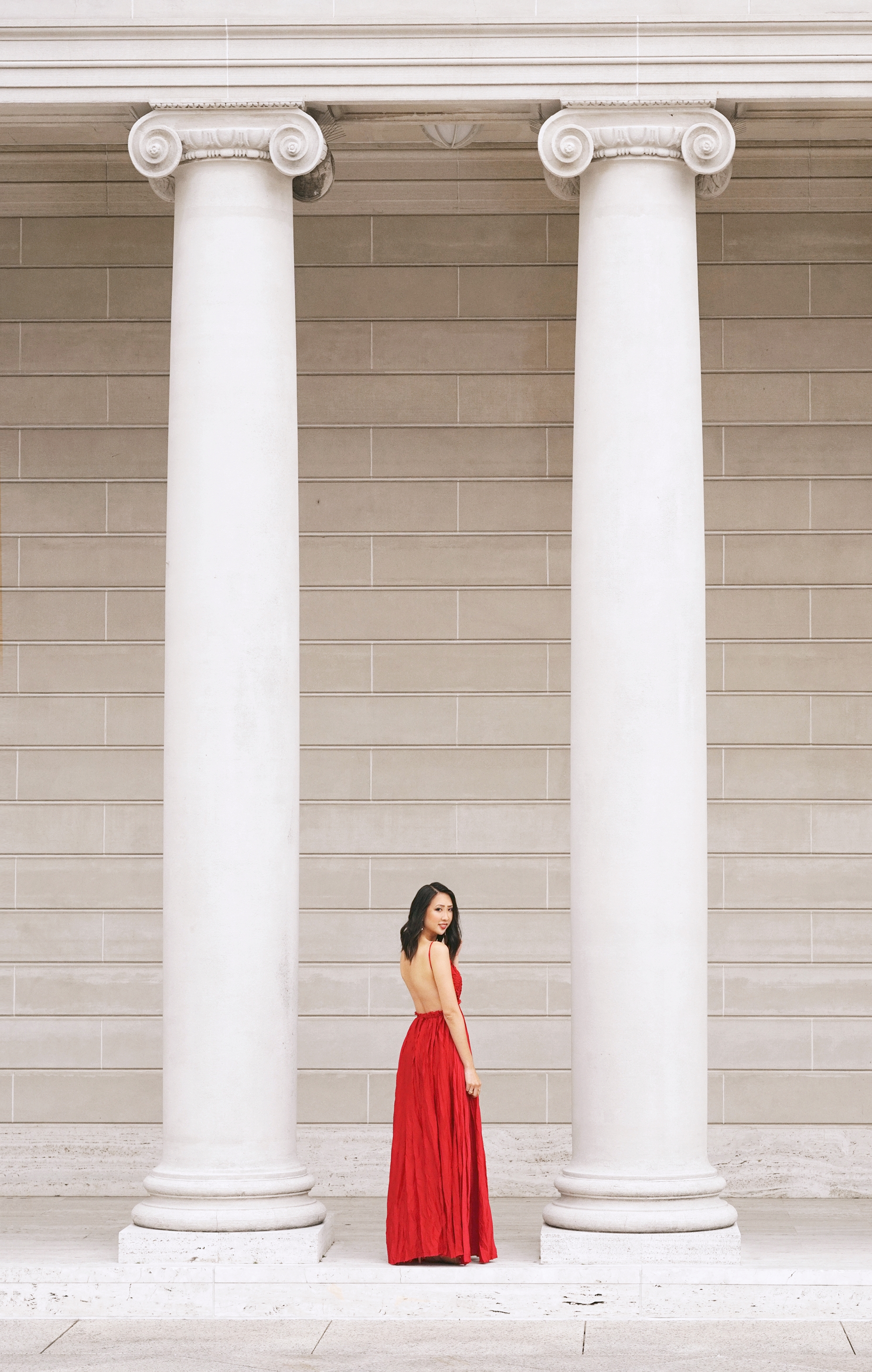 Snowy Meadow Crocheted Red Maxi Dress